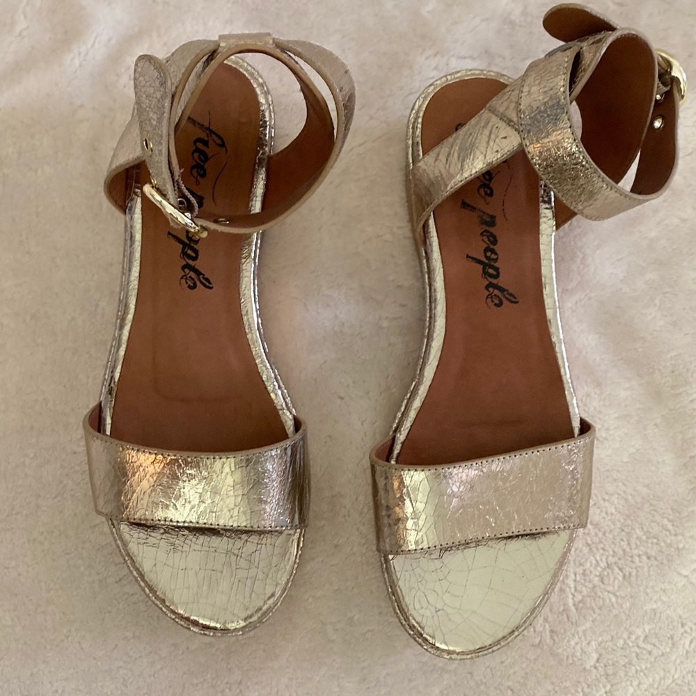 Free People Gold Platform Sandal